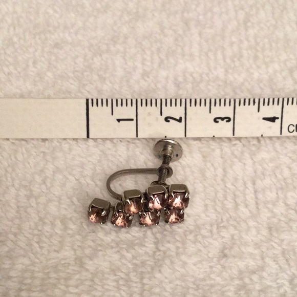 Vintage Pink Rhinestone Dangle Screwback Earrings - Picture 3 of 4